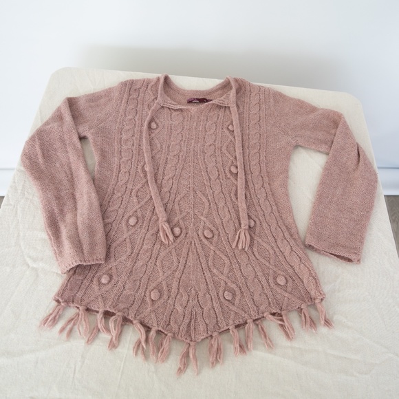 Prana Size Medium sweater, dusty pink with fringes - Picture 5 of 12